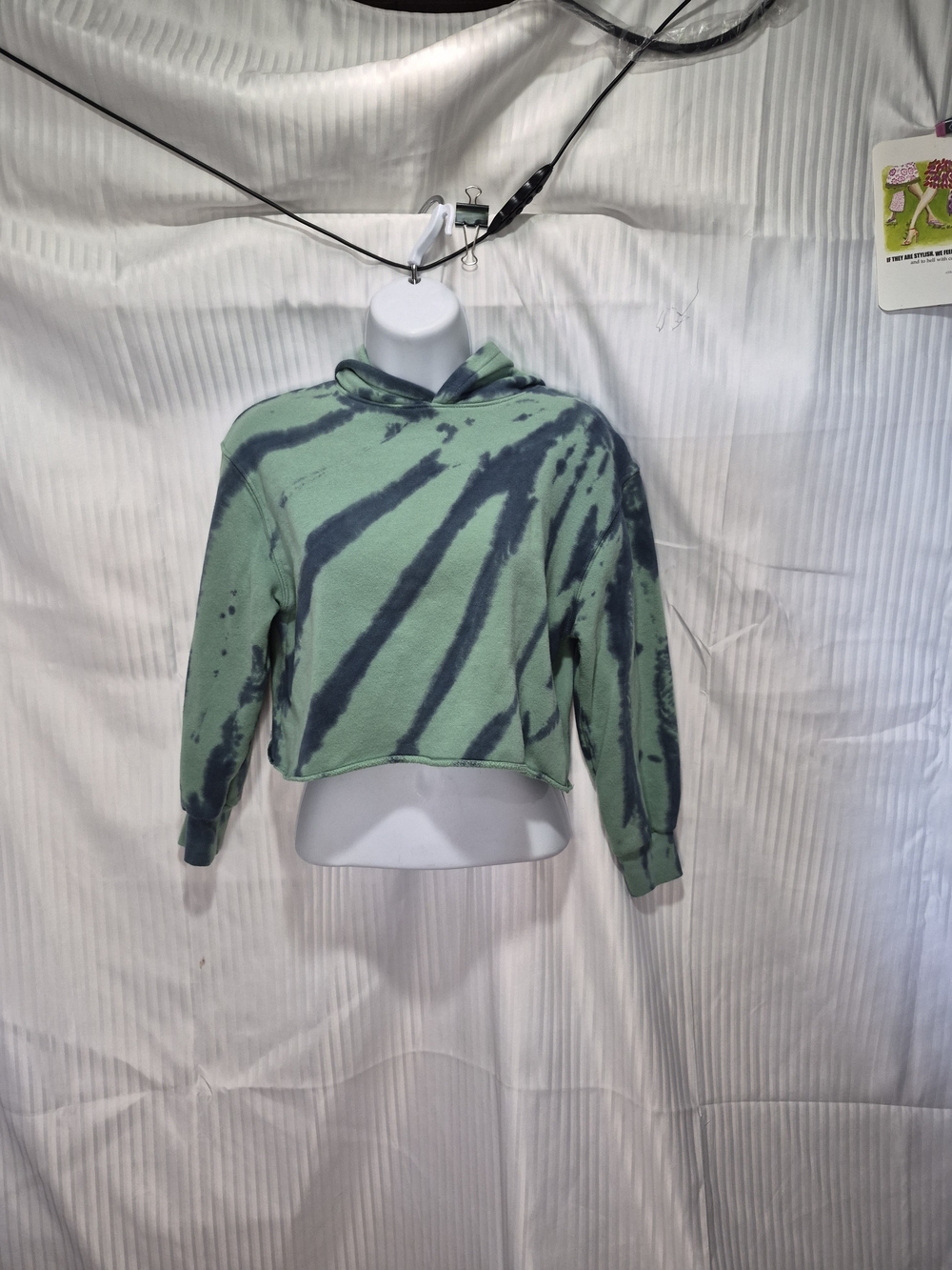 Art Class Tie-Dye Cropped Hoodie - Green Size Medium